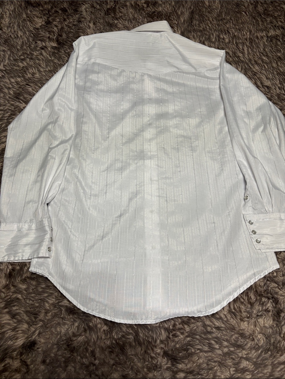 Roper White Silver Pinstripe Pearl Snap Western Shirt Mens Medium Tall MT - Picture 6 of 6